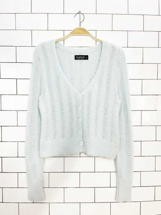 abercrombie & fitch pointelle knit fuzzy cropped cardigan | soft af - good market thrift store
