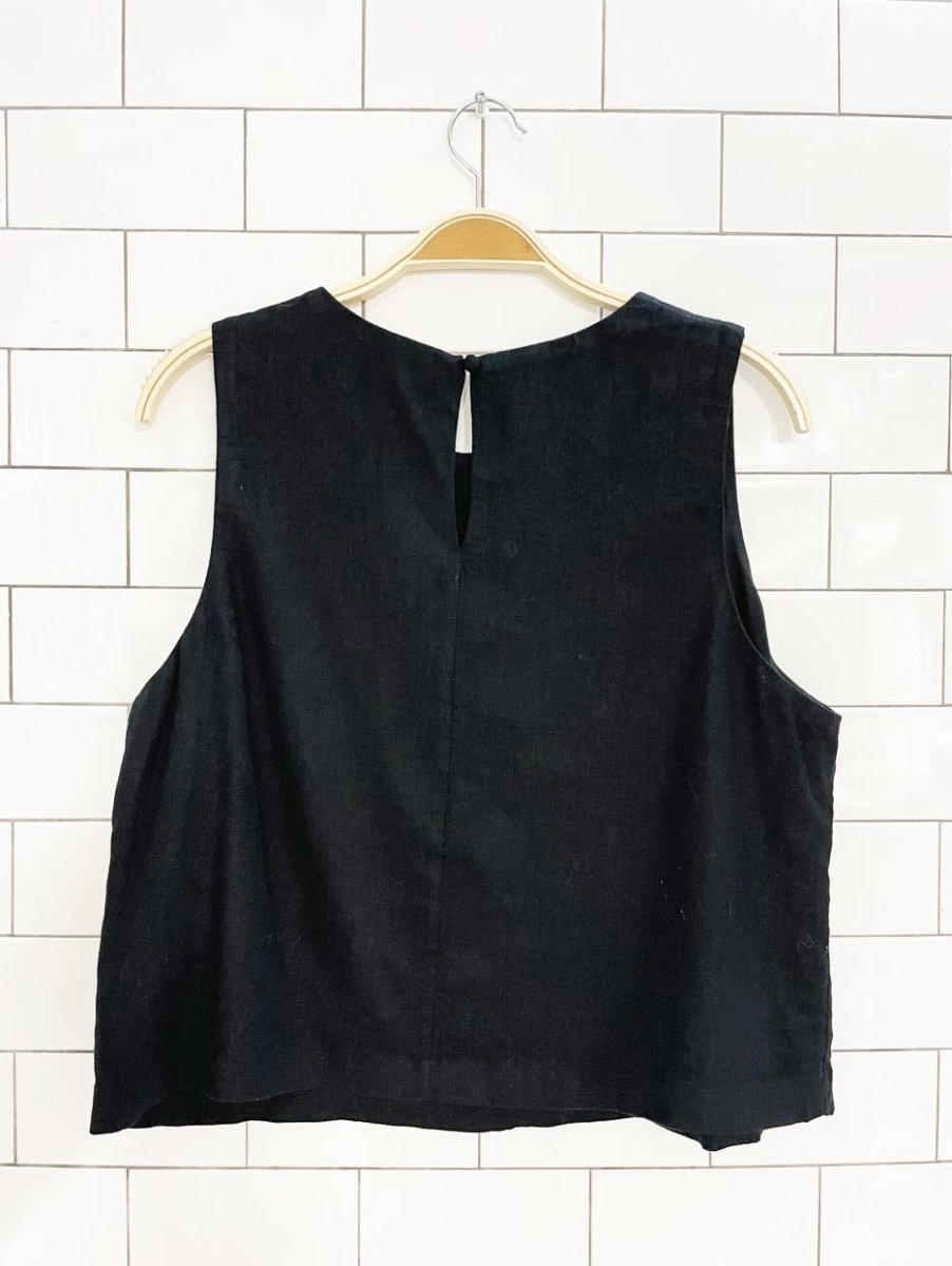 abercrombie linen - blend boxy sleeveless top - good market thrift store