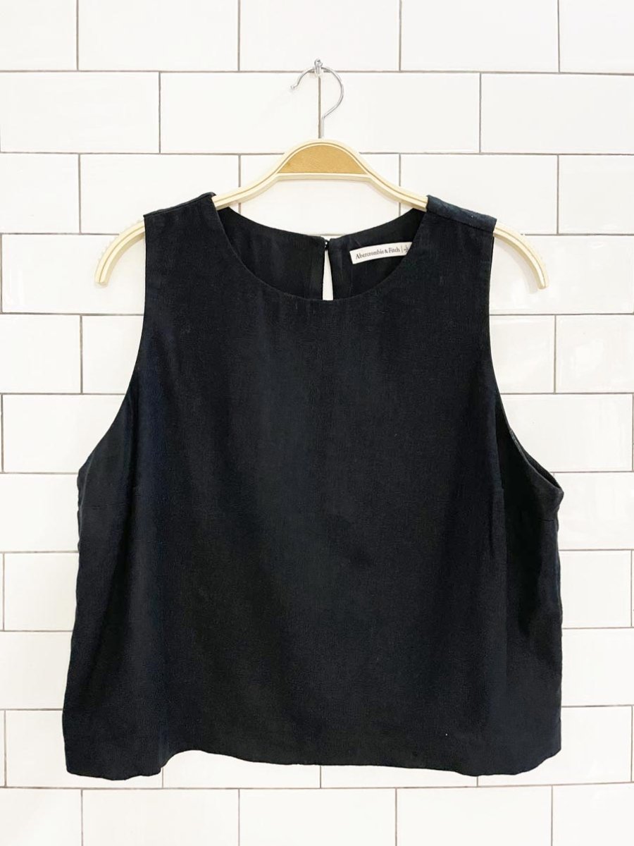 abercrombie linen - blend boxy sleeveless top - good market thrift store