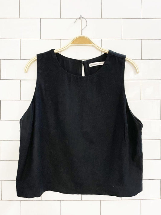 abercrombie linen - blend boxy sleeveless top - good market thrift store