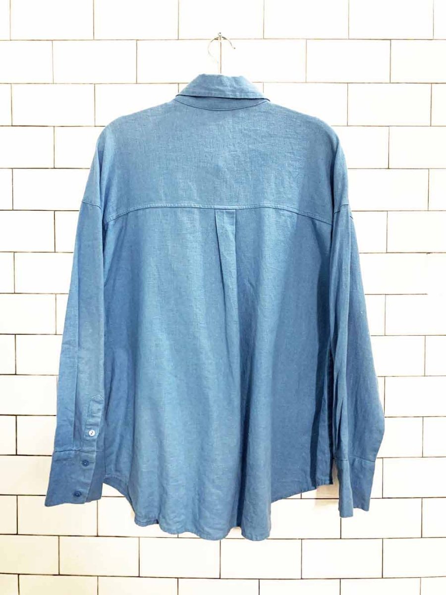 abercrombie linen - blend oversized boxy full button shirt - good market thrift store