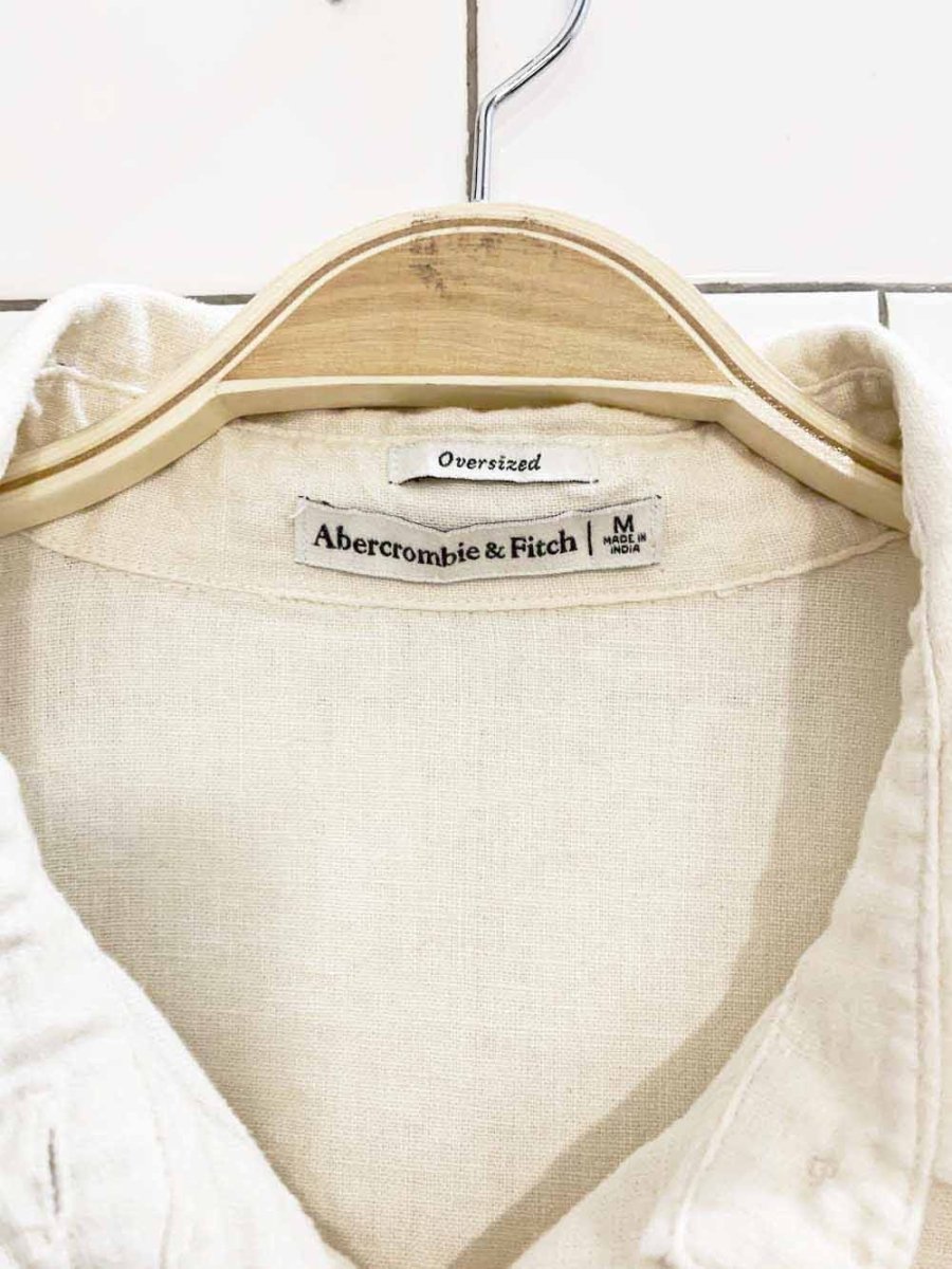 abercrombie linen - blend oversized boxy full button shirt - good market thrift store
