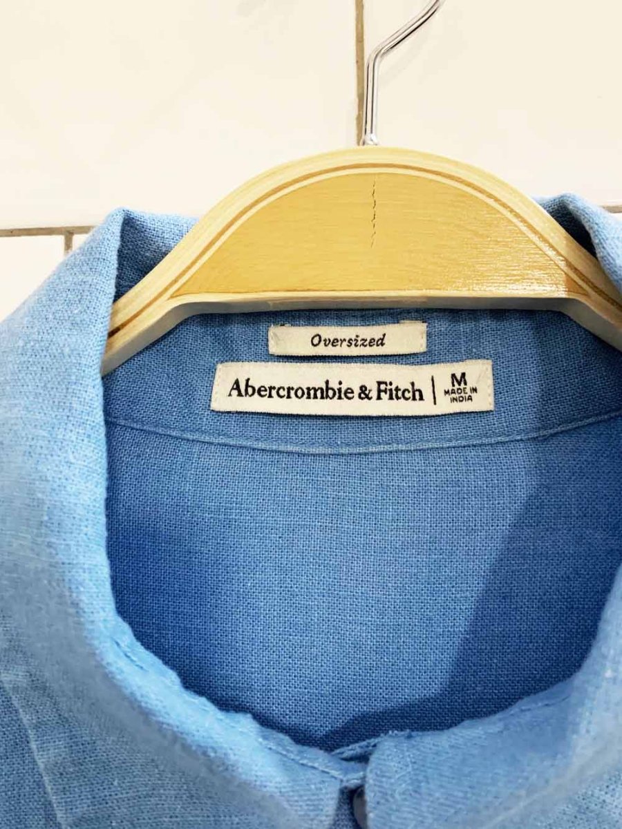 abercrombie linen - blend oversized boxy full button shirt - good market thrift store