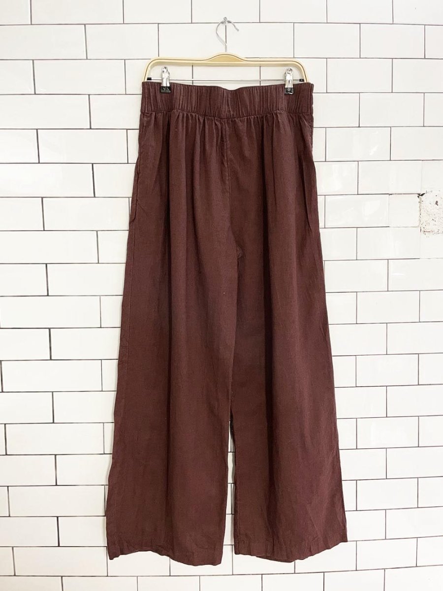 abercrombie linen - blend pleated ultra wide leg pant - good market thrift store