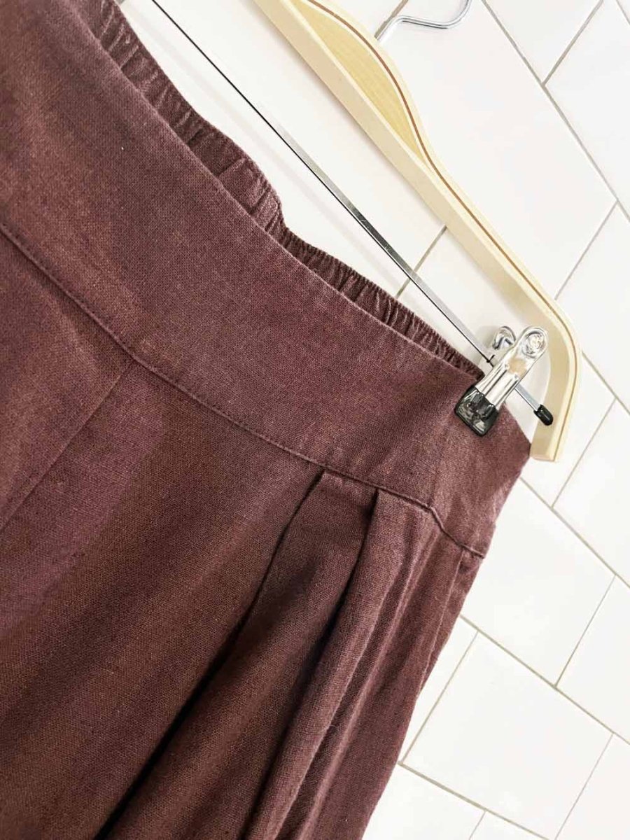 abercrombie linen - blend pleated ultra wide leg pant - good market thrift store