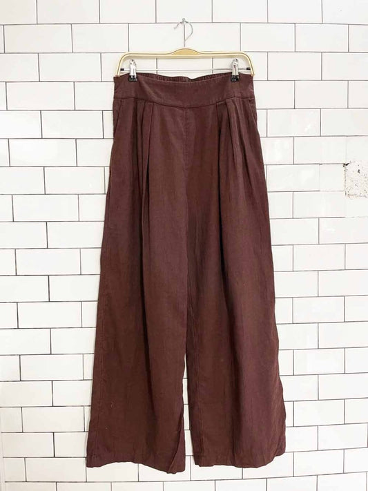 abercrombie linen - blend pleated ultra wide leg pant - good market thrift store