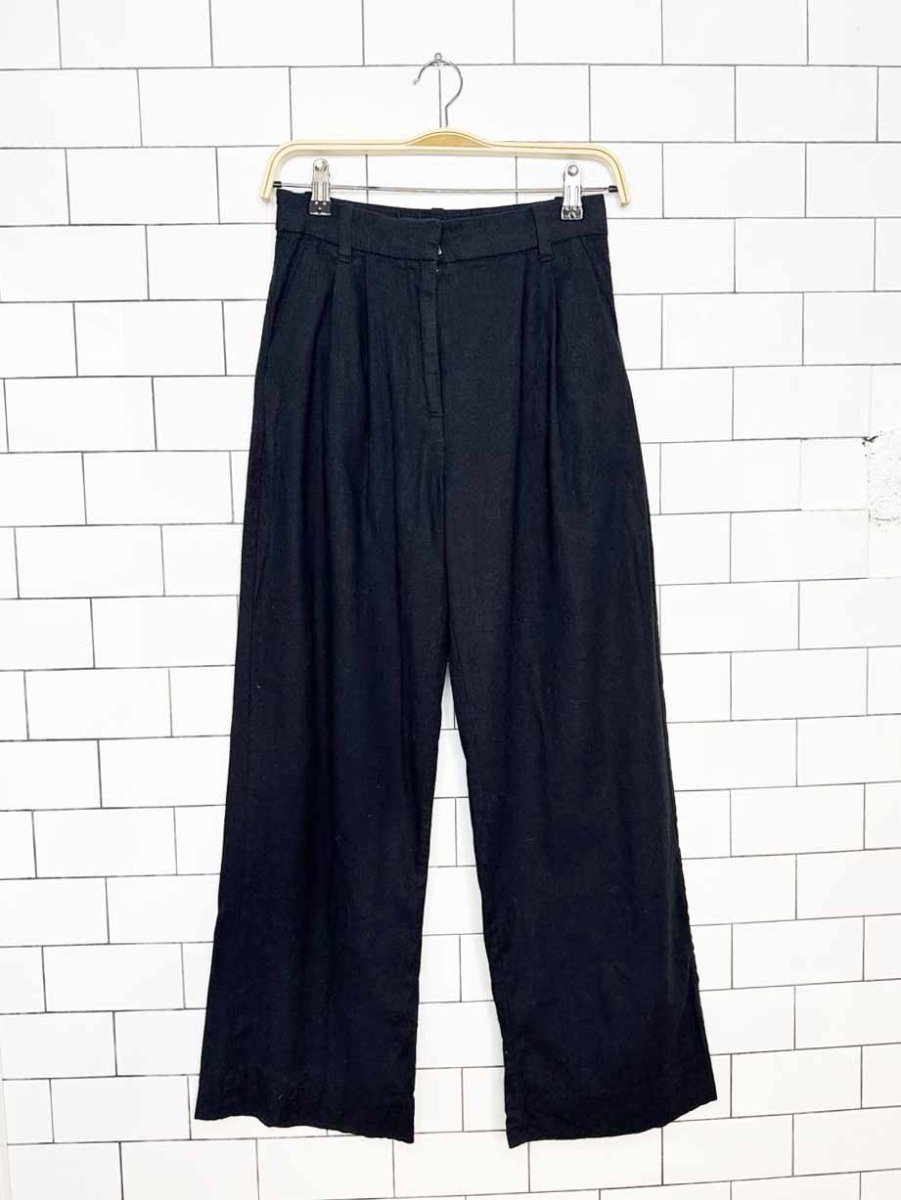 abercrombie linen-blend pleated wide leg trouser - good market thrift store