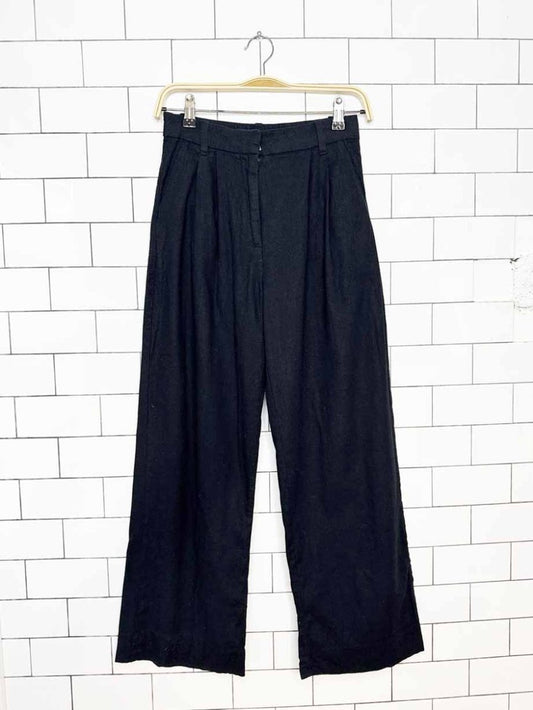 abercrombie linen-blend pleated wide leg trouser - good market thrift store