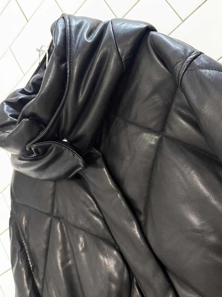 abercrombie quilted faux leather hooded long puffer coat - good market thrift store