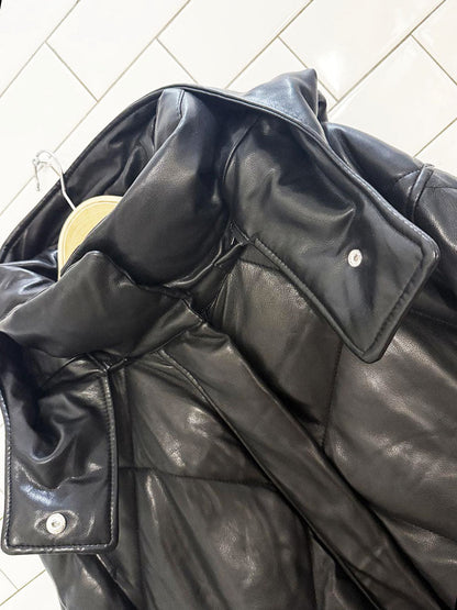 abercrombie quilted faux leather hooded long puffer coat - good market thrift store