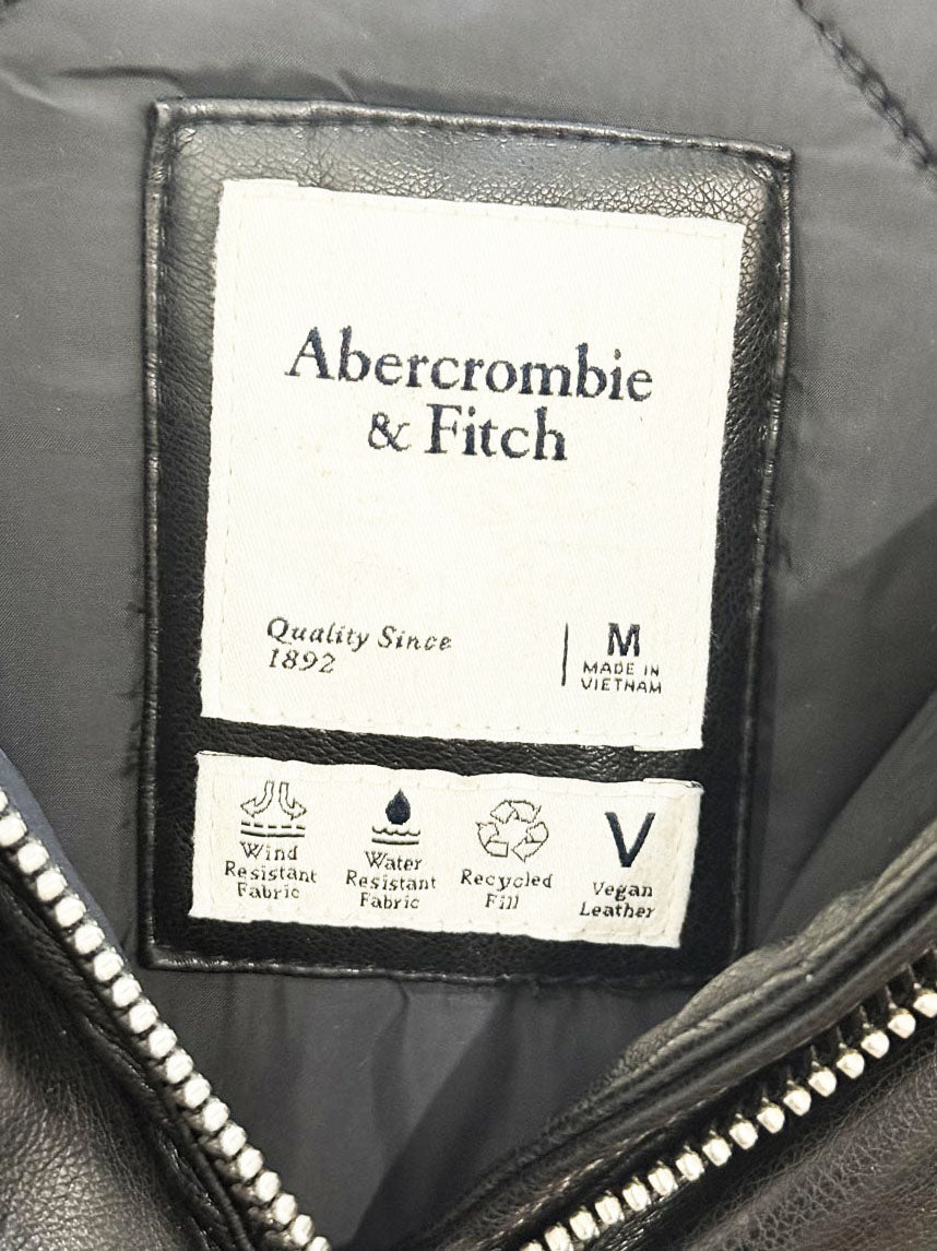 abercrombie quilted faux leather hooded long puffer coat - good market thrift store