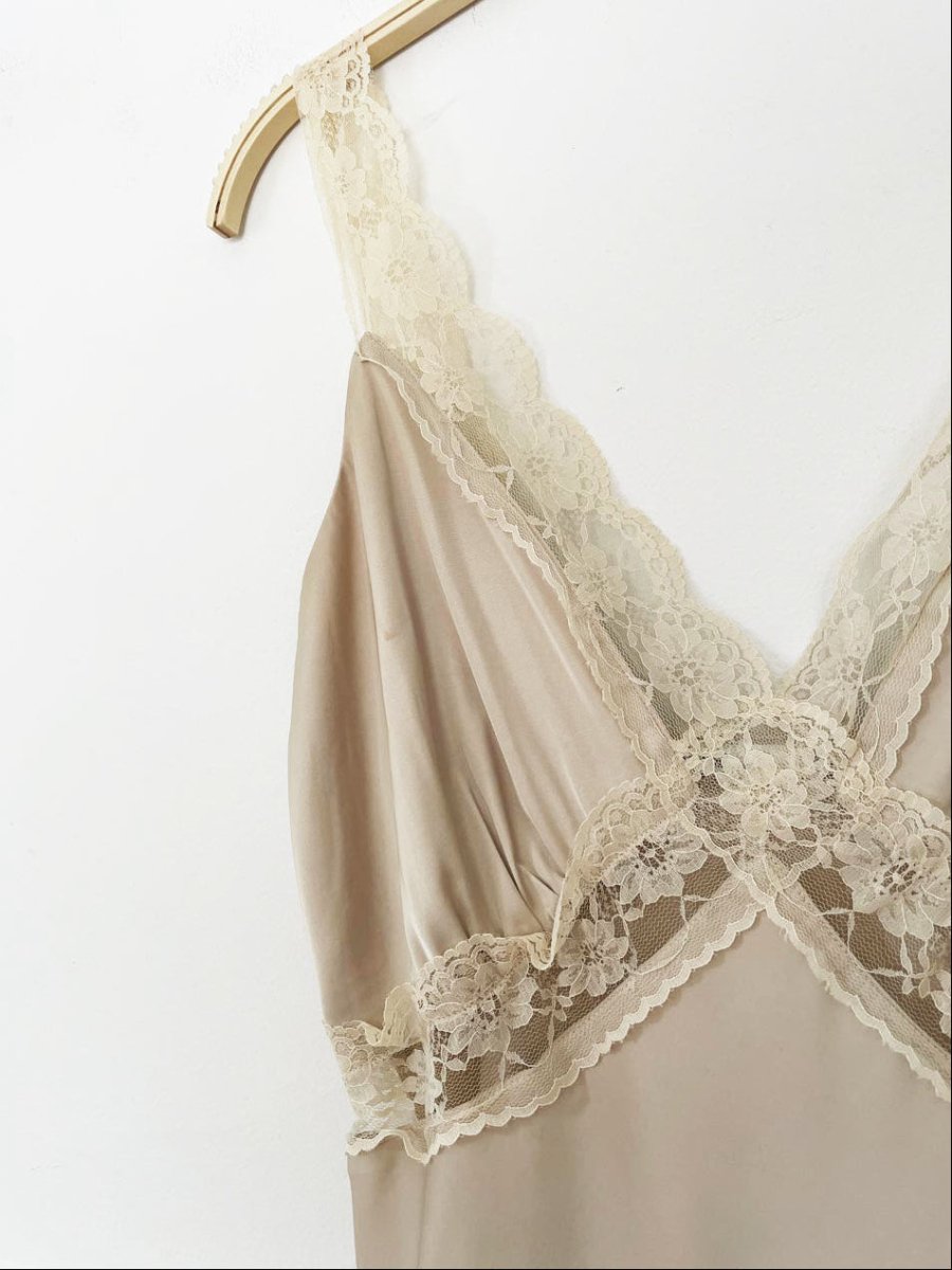 abercrombie satin lace trim maxi slip dress - good market thrift store