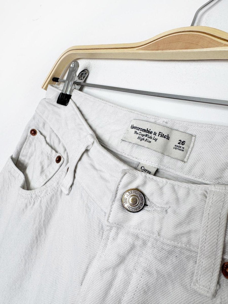 abercrombie the crop wide leg raw hem jeans - good market thrift store