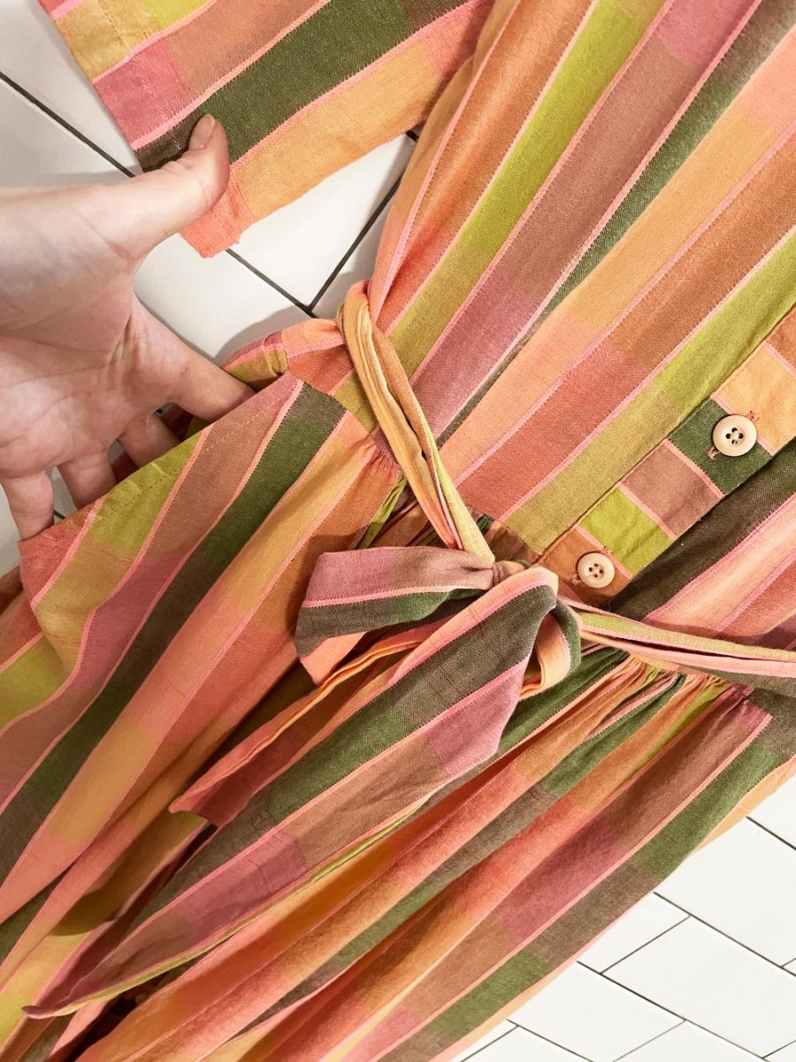 ace & jig cotton striped full button belted maxi dress | made in India - good market thrift store