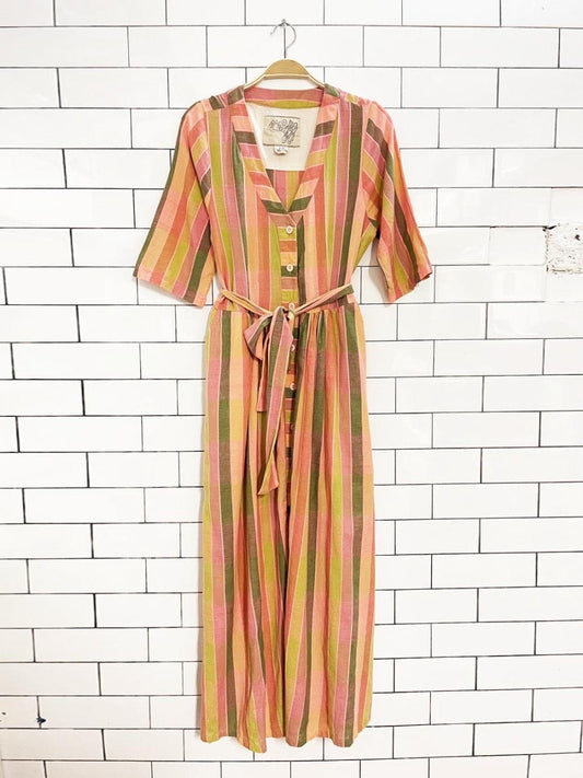 ace & jig cotton striped full button belted maxi dress | made in India - good market thrift store