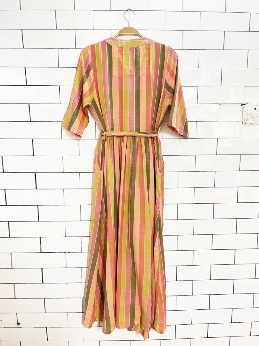 ace & jig cotton striped full button belted maxi dress | made in India - good market thrift store