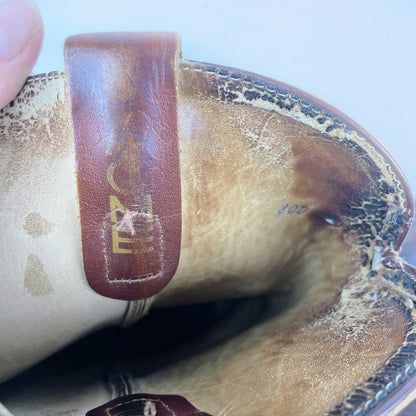 vintage 70s acme tooled leather cowboy boot - size 39