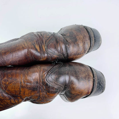 vintage 70s acme tooled leather cowboy boot - size 39