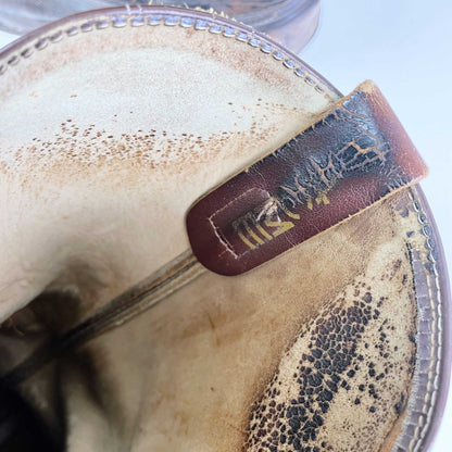 vintage 70s acme tooled leather cowboy boot - size 39