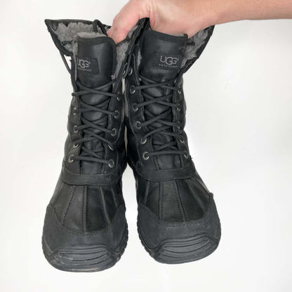 ugg adiondack II black grey sheepskin winter boots