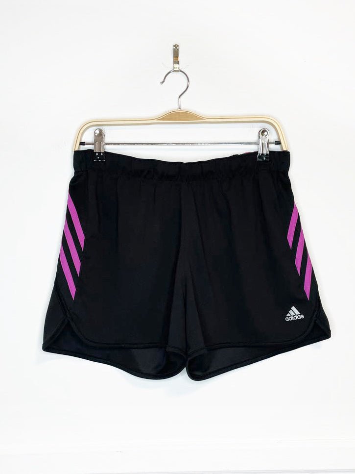 adidas purple striped sporty prep athletic shorts - good market thrift store