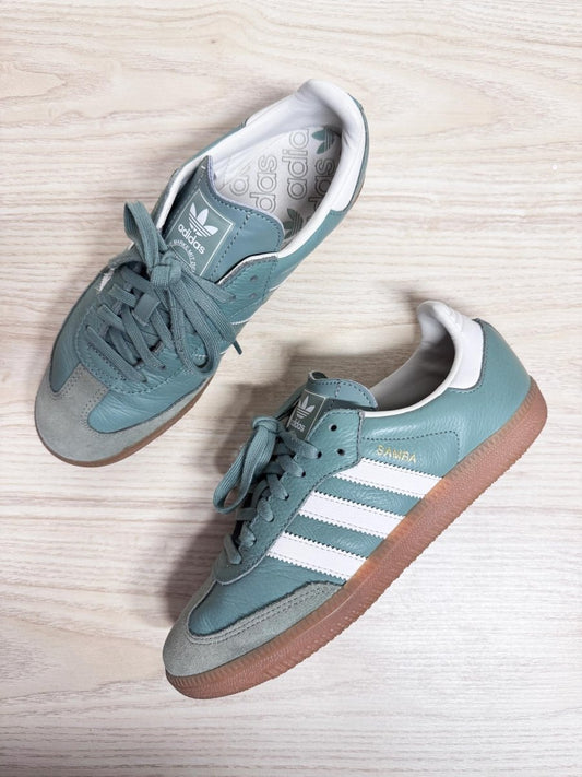 adidas samba OG sage green leather sneaker - good market thrift store
