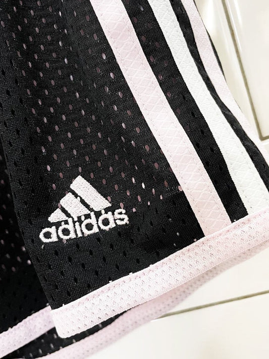 adidas three stripes mesh pink stripe sporty prep athletic shorts - good market thrift store