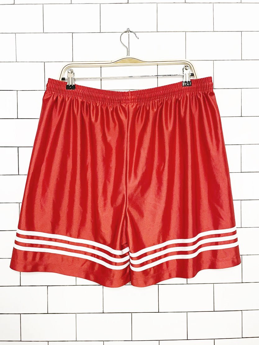 adidas three stripes sateen stripe sporty prep athletic shorts - good market thrift store