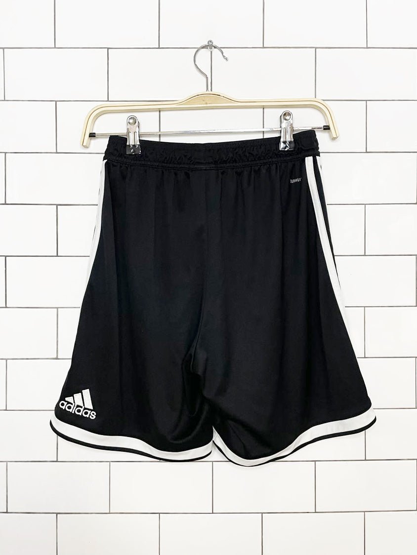 adidas three stripes sateen stripe sporty prep athletic shorts - good market thrift store