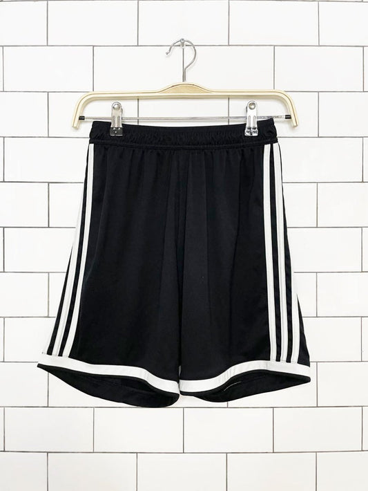 adidas three stripes sateen stripe sporty prep athletic shorts - good market thrift store