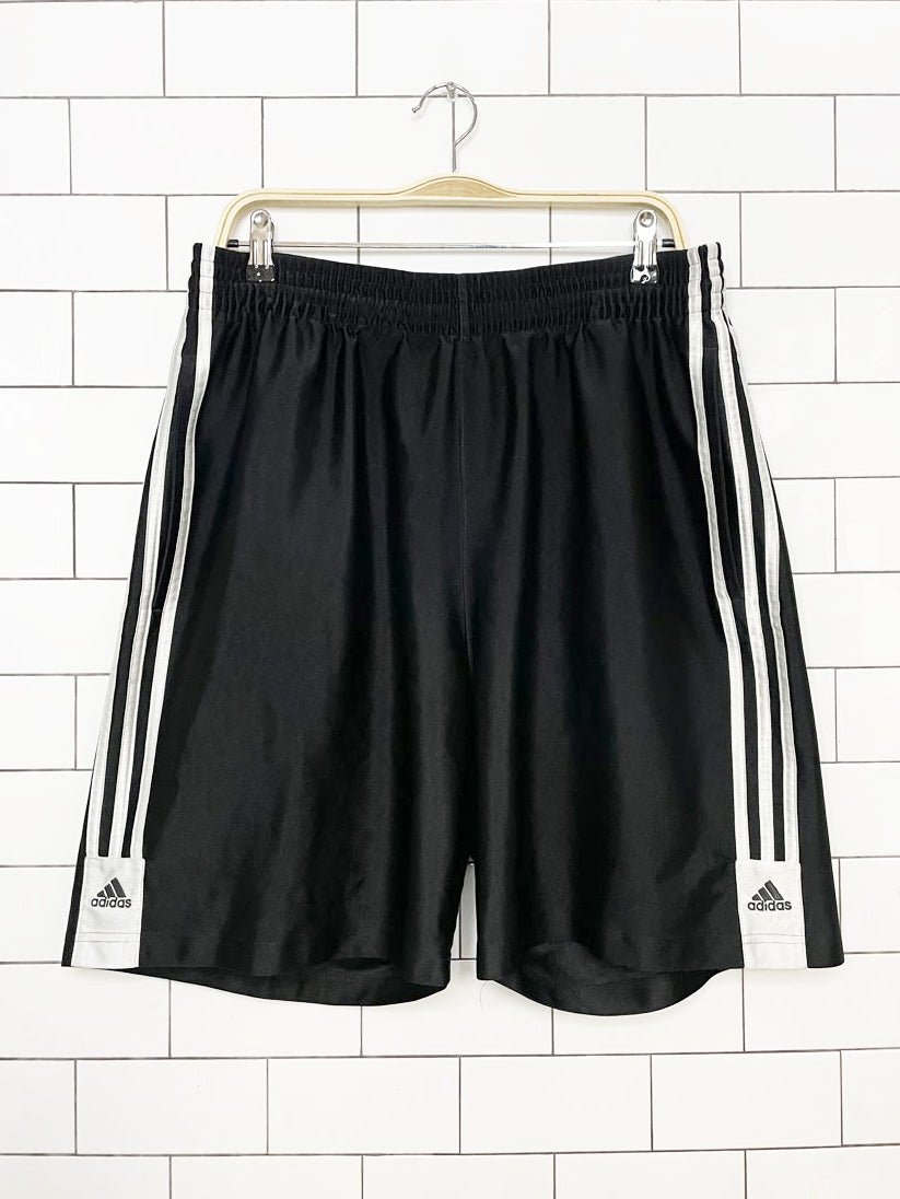 adidas three stripes sateen stripe sporty prep athletic shorts - good market thrift store
