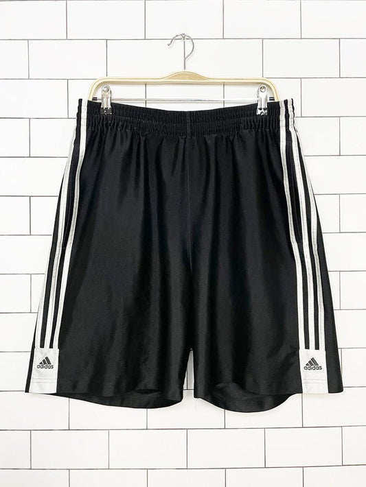 adidas three stripes sateen stripe sporty prep athletic shorts - good market thrift store