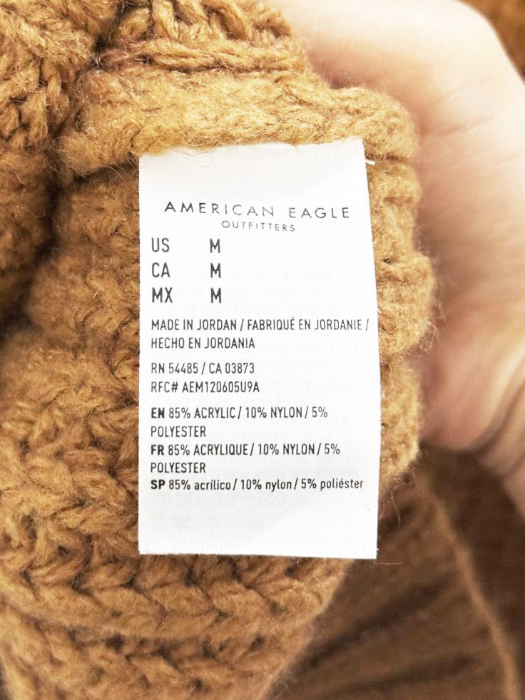 ae balloon sleeve chunky knit v - neck sweater | american eagle - good market thrift store