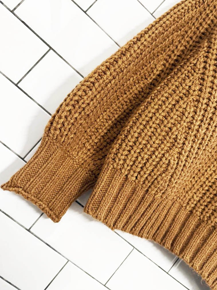 ae balloon sleeve chunky knit v - neck sweater | american eagle - good market thrift store