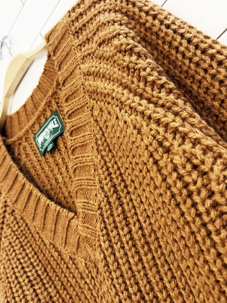 ae balloon sleeve chunky knit v - neck sweater | american eagle - good market thrift store
