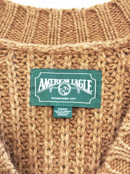 ae balloon sleeve chunky knit v - neck sweater | american eagle - good market thrift store