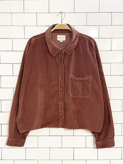 ae chunky cord cropped boxy shirt jacket | american eagle - good market thrift store