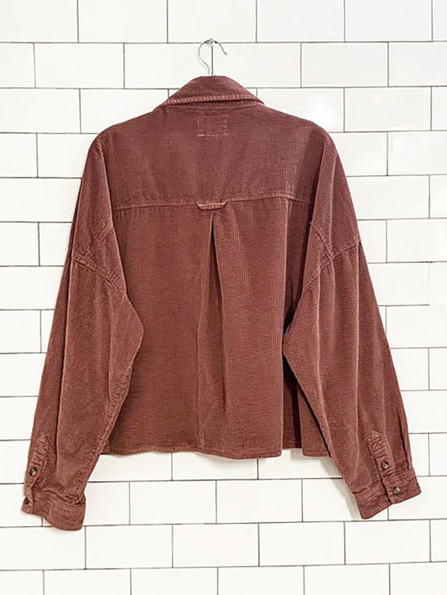 ae chunky cord cropped boxy shirt jacket | american eagle - good market thrift store