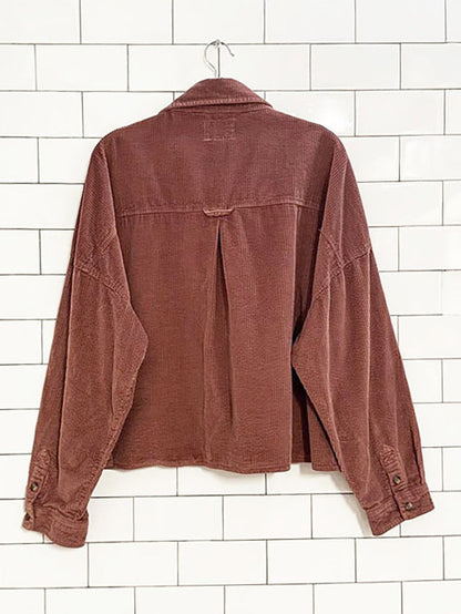 ae chunky cord cropped boxy shirt jacket | american eagle - good market thrift store