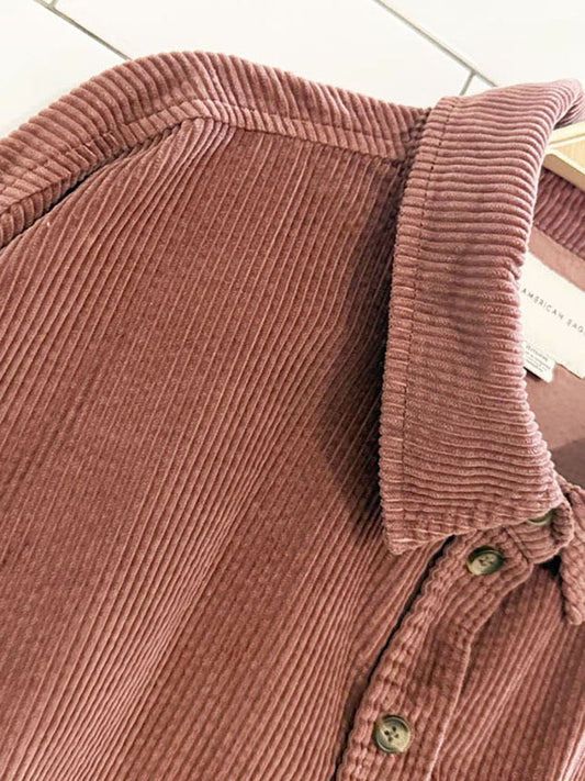 ae chunky cord cropped boxy shirt jacket | american eagle - good market thrift store