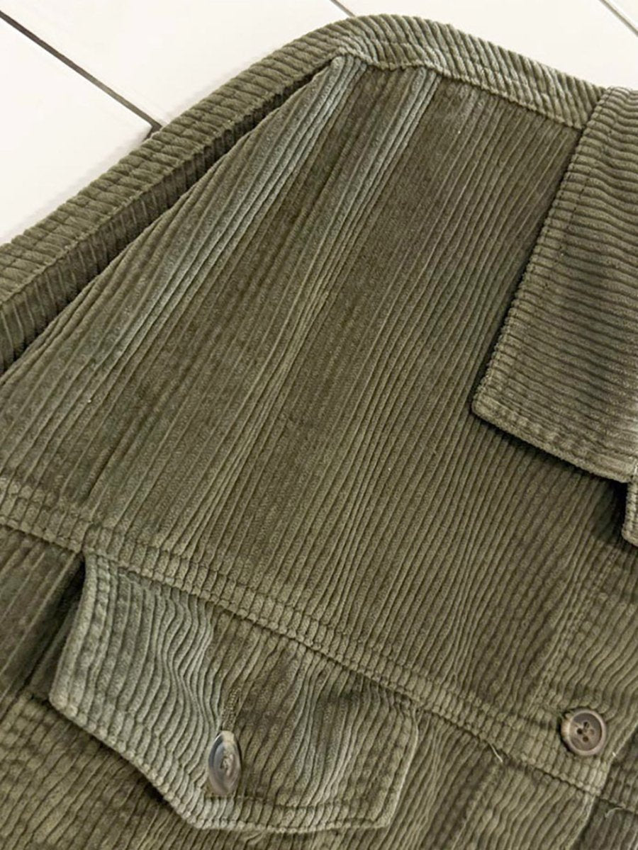 ae chunky cord cropped full button shirt jacket | american eagle - good market thrift store