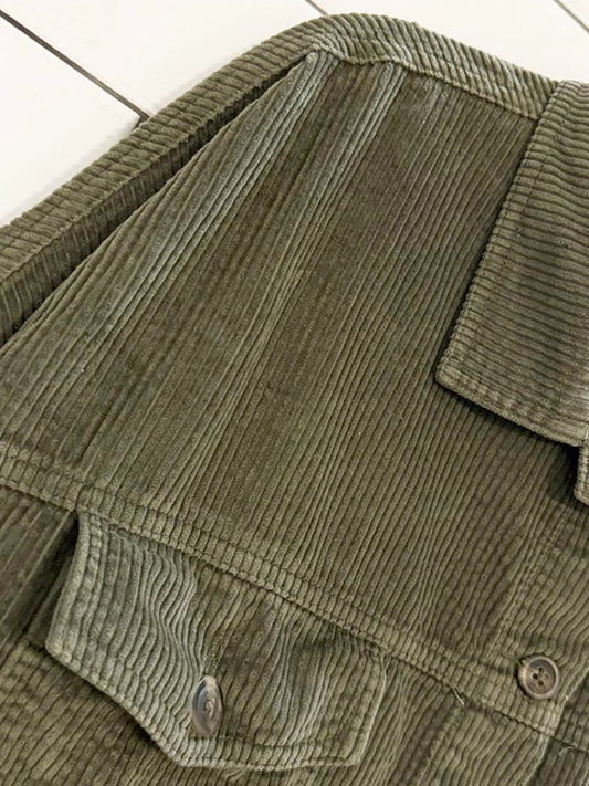 ae chunky cord cropped full button shirt jacket | american eagle - good market thrift store