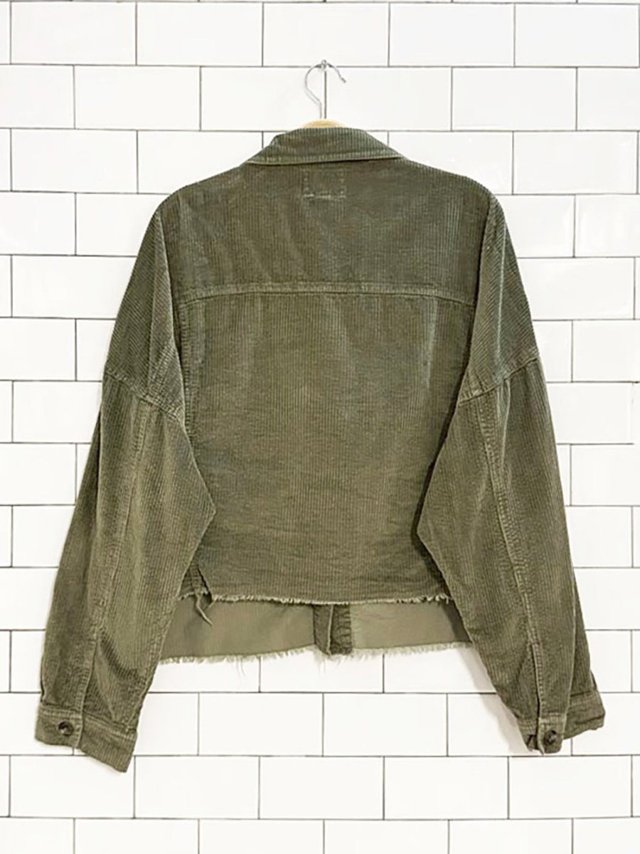 ae chunky cord cropped full button shirt jacket | american eagle - good market thrift store