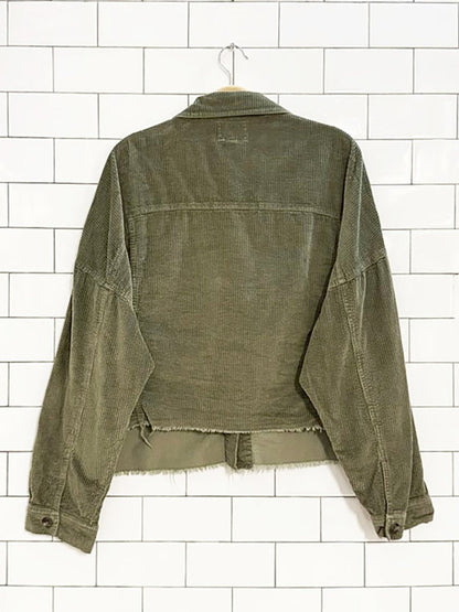 ae chunky cord cropped full button shirt jacket | american eagle - good market thrift store