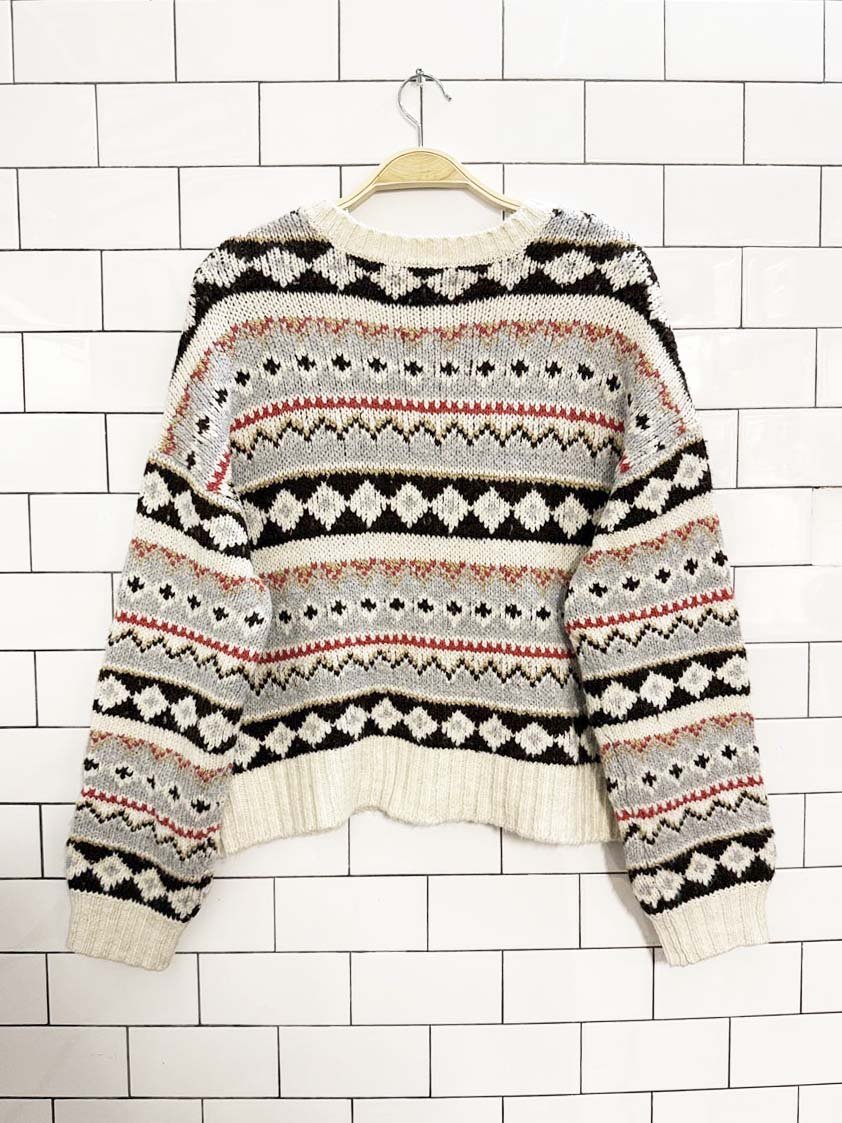 ae fair isle boxy knit cardigan | american eagle - good market thrift store
