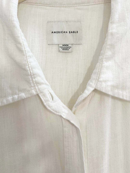 ae oversized linen - blend button down shirt | american eagle - good market thrift store