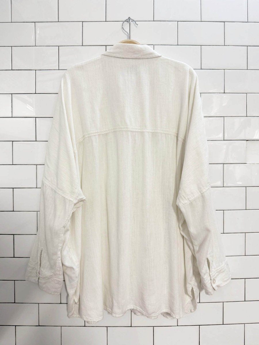 ae oversized linen - blend button down shirt | american eagle - good market thrift store