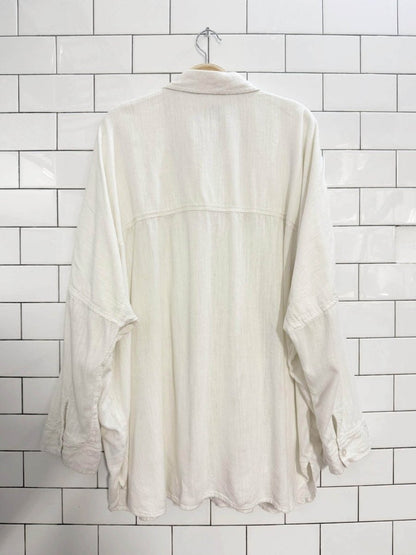 ae oversized linen - blend button down shirt | american eagle - good market thrift store