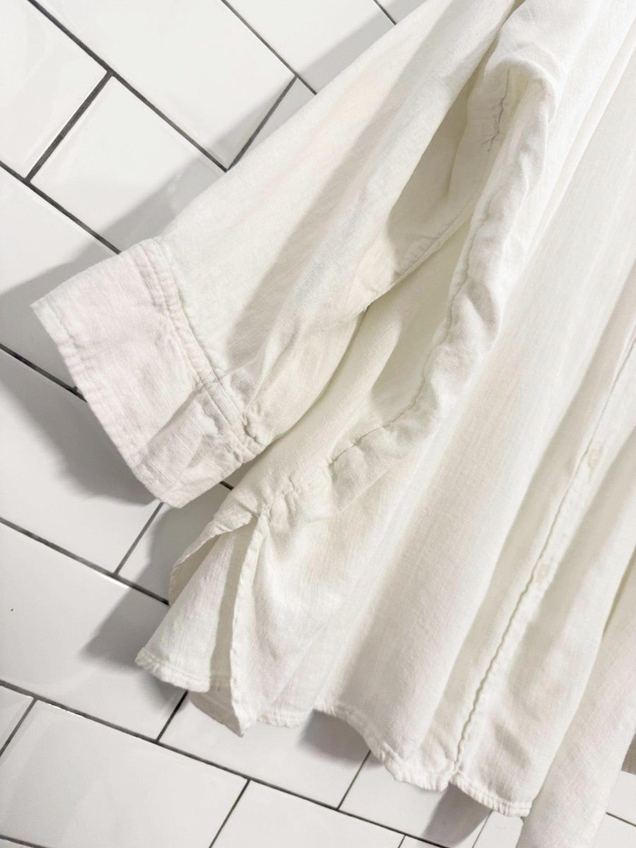 ae oversized linen - blend button down shirt | american eagle - good market thrift store