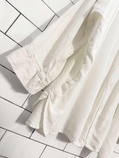 ae oversized linen - blend button down shirt | american eagle - good market thrift store